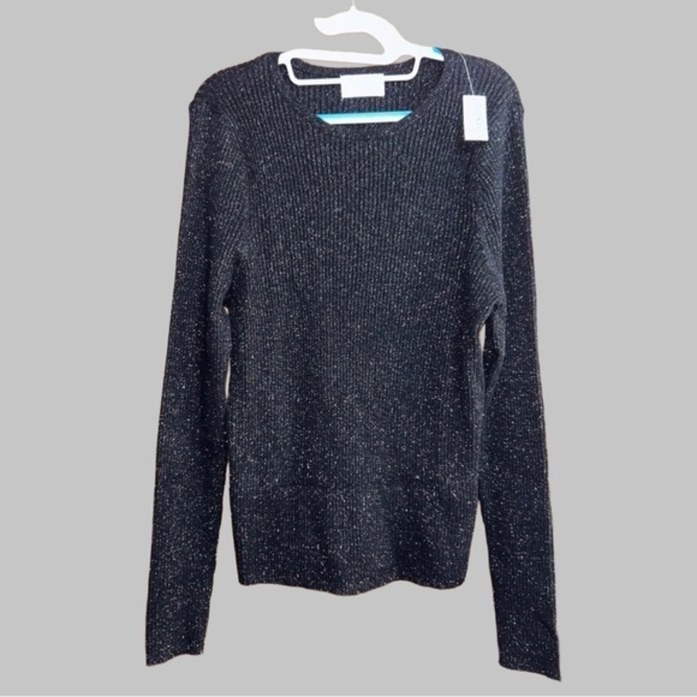 Old Navy XL tall sosoft lite rib crewneck sweater black sparkle NWT